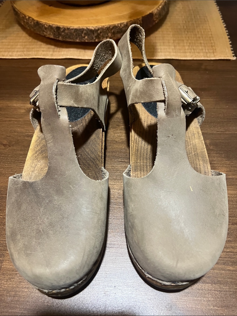 Lotta From Stockholm Taupe T-Strap Clog Sandals